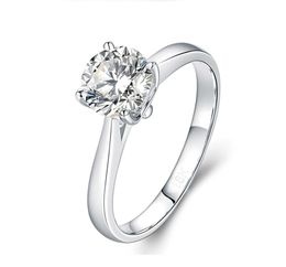 Never Fade With Credentials 18K White Gold Filled 925 Silver Rings 2ct Round Zircon Diamond Wedding Band Women Gift Jewelry