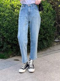 Women's Jeans American Retro Light Blue Street Wear 2023 Straight Leg High Waist Pants Pantalon Vintage Women Clothing