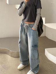 Women's Jeans Baggy Y2k Low Rise Boyfriend For Women Pocket Cargo Pants Slim Casual Vintage 2023 Summer Fashion