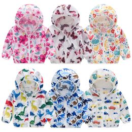 Jackets 2023 Cute Baby Girl Jacket Boy Hooded Coat Sunscreen Boys Girls Long Sleeved Summer Sun Protection Kids Clothes Outwear 230725
