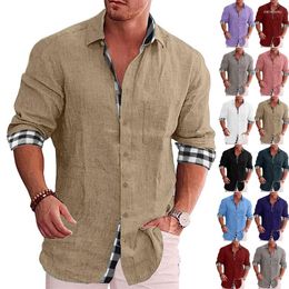 Men's Casual Shirts 2023 Patchwork Fashion Long Sleeve Single Breasted Tops Tee Shirt Spring Autumn Business Male Blouse