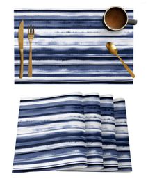 Table Mats Watercolour Stripes Abstract Gradient Blue Dining Placemat Tableware Kitchen Dish Mat Pad 4/6pcs Home Decoration