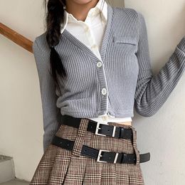 Women's Blouses 2023 Autumn Fashion Casual Patchwork Knitted Shirt For Women Elegant Lapel Long Sleeve Korean Blouse Female Clothing