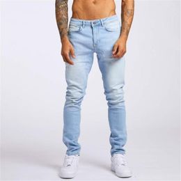 Men's Jeans Fashion Solid Pockets Stretch Denim Pants Skinny Work Trousers Male Vintage Wash Plus Size Jean Slim Fit For Men
