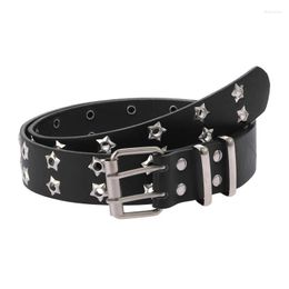 Belts Korean Fshion Hollowed Out Punk For Women Star Eye Decoration Double Row Waistbelt