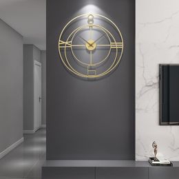 Wall Clocks Metal Silent Digital Clock Kitchen Modern Golden Round Stylish Decorative Nordic Duvar Saati Room Decor XY50WC