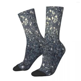 Men's Socks Black And Silver Glittery Sequins Male Mens Women Winter Stockings Printed
