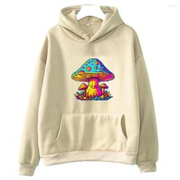 Women's Hoodies Mushroom Graphic Sweatwear Aesthetic Hoody Autumn/winter Fleece Hoodie Colorful Pattern Clothes Women Loose Casual