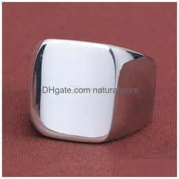 Band Rings Stainless Steel Square Blank Motorcycle Ring Black Gold Championship Men Hip Hop Fashion Jewellery Will And Sandy Gift Drop D Dhqml