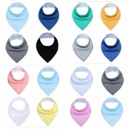 Baby Bibs Infant Solid Color Burp Cloths INS Fashion Bandana Waterproof Pure Cotton Saliva Bibs Kids Pinafore Dribble Triangle Bibs YP257ZZ