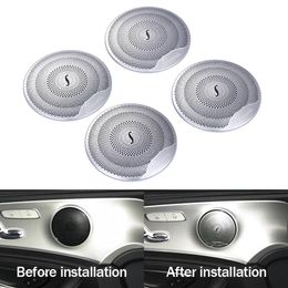 4pcs Car Audio Speaker Car Door Loudspeaker Trim Cover For Mercedes Benz 2015-2018 C Class W205 GLC 2016-2018 E-Class Stainless st318g