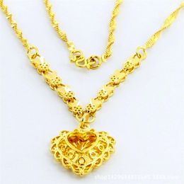 pendants 24K gold plated necklace women's Jewellery high imitation inverted Heart never fade jp027276p