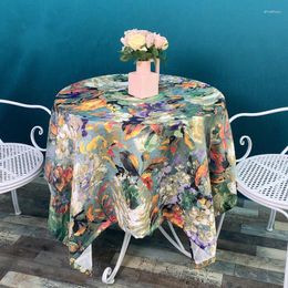 Table Cloth American Light Luxury Retro Oil Painting Dining Fabric Art Household Rectangular Tea PolyesterFG574