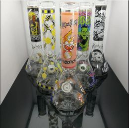 Glass Pipes Smoking blown hookah Manufacture Hand-blown bongs Thickened printed sticker glass cigarette set with a height of 35cm