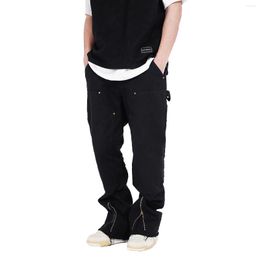 Men's Jeans Mens Micro-flared Denim High Street Zip Casual Wide Leg 2023 Streetwear Fashion Slim Fit Cargo Pant