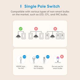 Control Homekit Wifi Smart Wall Switch Us Standard Single Pole Wireless Light Switches Support Alexa Google Assistant Smartthings Meross