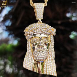 Pendant Necklaces Mens Hip Hop High Quality Brass18/K Plated Cz Jesus Zirconia Necklace Jewellery Big Iced Out Chain With Large Link