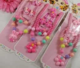 Kids gift Jewellery set girl pearl beads cartoon pendants necklace bracelet ring clip hairband Sets Christmas Party Favour bag ZZ