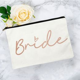 Team Bride Printed Love Logo Women Makeup Pouch Bridesmaid Pocket Lipstick Makeup Brush Bag Large Capacity Wash Bag for Wedding