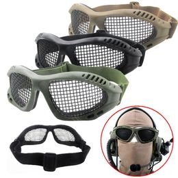 Outdoor Eyewear High Quality Hunting Tactical Paintball Goggles Steel Wire Mesh Airsoft Net Glasses Shock Resistance Eye Game Protector 230726