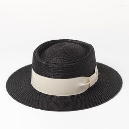 Berets 01907-HH7247 Summer Natural Handmade Straw Bowknot Ribbon Leisure Fedoras Cap MEN Women PANAMA Hat