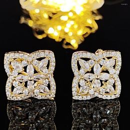 Stud Earrings 2023 Arrival Fashion Gold Silver Colour Flower For Women Anniversary Gift Jewellery Wholesale E7409