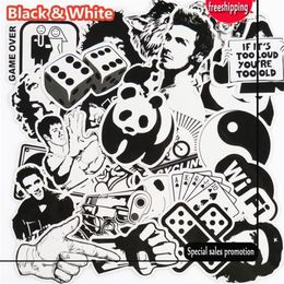 101 Pcs Black and White Sticker Snowboard Car Styling Sleigh Box Luggage Fridge Toy Vinyl Decal Home decor DIY Cool Stickers315F