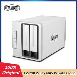 Network Switches TerraMaster F2-210 2-Bay NAS Media Server Personal Private Cloud Attached Storage 1GB RAM DDR4 Quad Core Network Diskless 230725