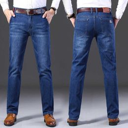 Men's Business Straight Tube Loose Elastic Fashion Solid Denim Trouser Casual Slim Fit Jeans For Men Pants 230316 L230726