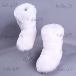 Boots White Shoes Winter Snow Boots Woman Faux Fox Fur Ankle Boots Womens Warm Casual Shoes Female Black Snowboots Fur 44 babiq05