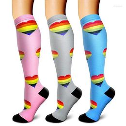 Sports Socks Running Men Women Compression Nylon Unisex Outdoor Anti Fatigue Pain Relief High Stockings For Tarvel