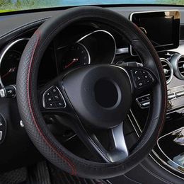 Car Steering Wheel Cover Skidproof Auto Steering- wheel Cover Anti-Slip Universal Embossing Leather Car-styling Fast delivery341h