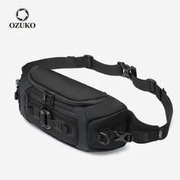 Waist Bags OZUKO Fashion Men Waist Bag Outdoor Sports Tactical Fanny Pack Multifunction Waterproof Male Chest Bag Mens Crossbody Bags Bum 230726