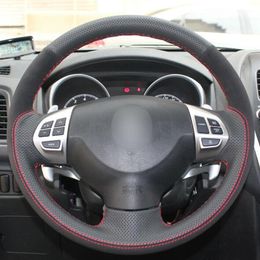 Black Leather Suede Car Steering Wheel Cover for Mitsubishi Lancer Outlander ASX293x