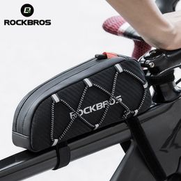 Panniers Bags ROCKBROS Bicycle Bag Reflective Front Top Frame Tube Bag Ultralight Portable Bike Parcel Big Capacity Pocket Cycling Accessories 230725