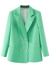 Women's Suits Spring 2023 Polo Coat Fashion Back Panel Asymmetric Top Versatile Personalised Split Collar Green Suit