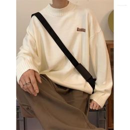 Men's Sweaters Crewneck Sweater Jacket For Autumn And Winter Couple Thick Casual Loose Languid White Simple Knit