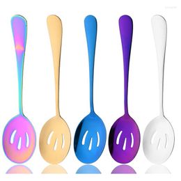 Dinnerware Sets 1Pc Multicolor Stainless Steel Spoon Colander Flatware Cutlery Tableware Coffee Dessert Home Kitchen Supplies