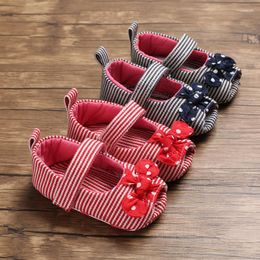 First Walkers 0-1 Year Old Female Baby Summer Striped Bow Toddler Shoes
