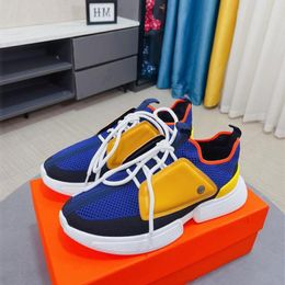 Fashion Luxury Men Dress Shoes Bouncing Soft Bottoms Running Sneakers Italy Refined Elastic Band Low Top Leather Mesh Breathable Designer Casual Trainer Box EU 38-44