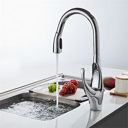 Kitchen Faucets Chrome/Nickel Pull Out Kitchen Faucet Tap Single Hole Rotating Sink Faucet Water Mixer Tap Mixer Tap