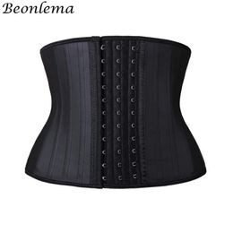 Steen Bones Waist Trainer Latex Plus Size Corset Girdle Molding Strap Slimming Tummy Breasted Belts Black Body Shaper Women's245y