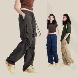 Men's Pants Hiphop Leader Cargo Logging Pockets Quick Dry Thin Men Desert Army Canvas Lorenzo High Street Young Thug Pantalones