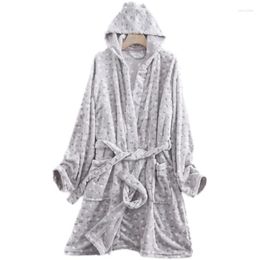 Women's Sleepwear Ladies Nightdress Soft Flannel Coral Fleece With Hat Long-sleeved Nightgown Bathrobe Warm Autumn And Winter