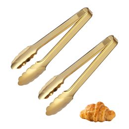 Cooking Utensils 2pcs 9inch Serving Tongs Restaurant Easy Grip Food Clip Non Slip Bread Party Gold Ice Sugar Stainless Steel Kitchen 230726