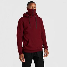 Men's Hoodies Winter Men's Hooded Mask Zipper Sweatshirts Solid Color Plush Keep Warm Hoodie