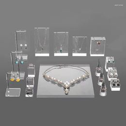 Jewelry Pouches Style Suit Clear Acrylic Cosmetics Display Holder Pad Pography Props Rack Ornaments Ring Necklace Earring Stand