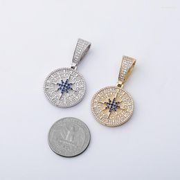 Pendant Necklaces Compass Necklace Full Zircon Iced Out Bling Zirconia Pendants 18k Gold Plated Men Women Hip Hop Jewellery