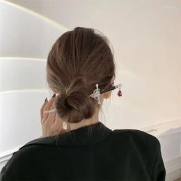 Hair Clips Punk Ruby Pendant Sword Hairpin Chinese Simple Sticks For Women DIY Hairstyle Dish Accessories Trendy