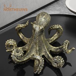 Decorative Objects Figurines NORTHEUINS resin octopus pattern retro animal statue art decoration home office bedroom decoration accessories items gifts 230726